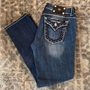 Miss Me Dark Blue Easy Carpis with Rhinestone Accent